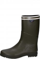 Aigle ladies short wellington boot CHANTEBOOT STRIPES green