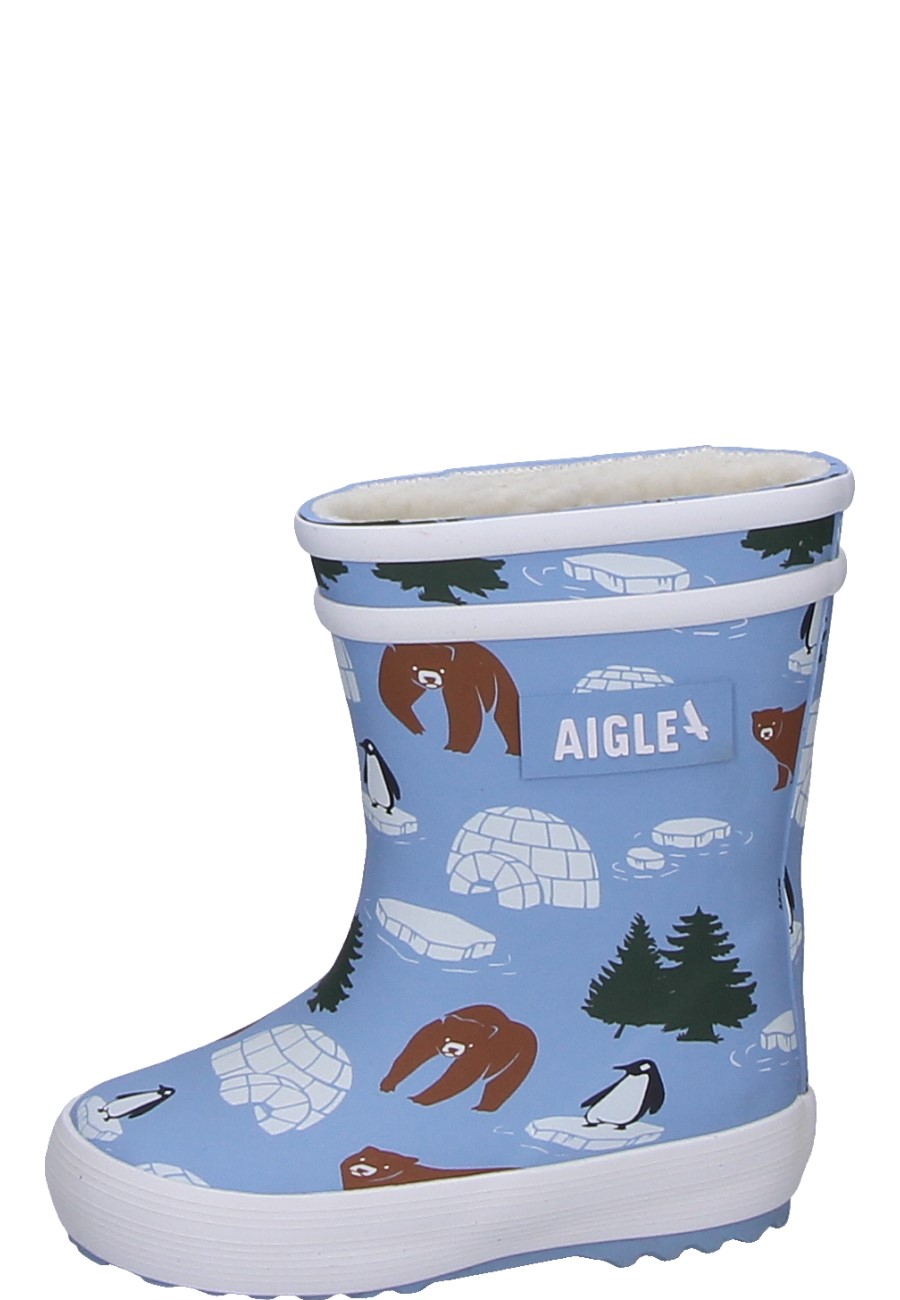 Warm children's wellington boot BABY FLAC FUR PRINT IGLOO by Aigle