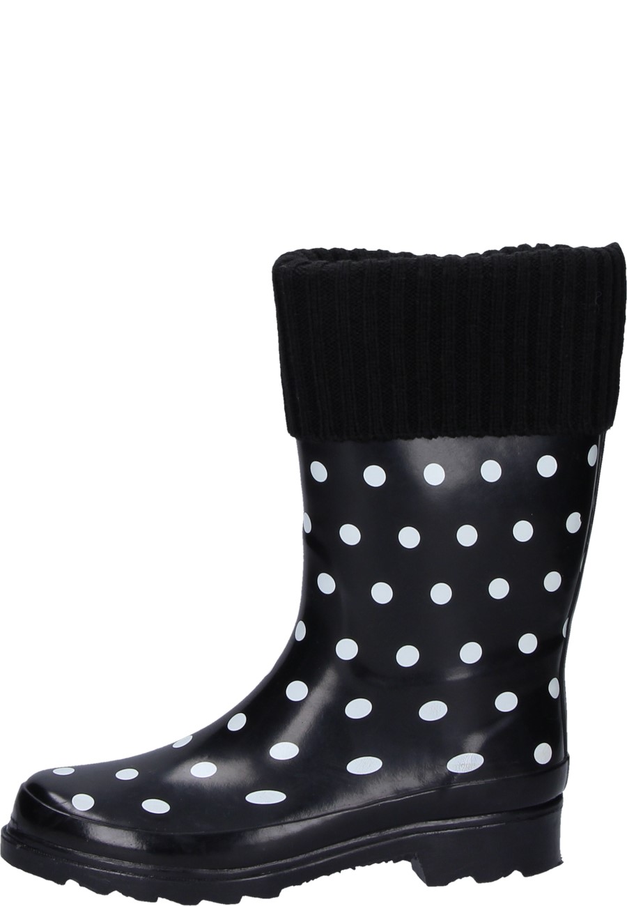 Warm lined ladies wellington boots DOTS black by Beck