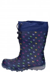 The warm rubber boot BLINKING HEARTS dark blue by Beck The warm rubber boot BLINKING HEARTS dark blue by Beck