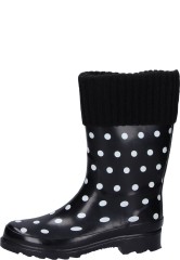 Warm lined ladies wellington boots DOTS black by Beck Warm lined ladies wellington boots DOTS black by Beck