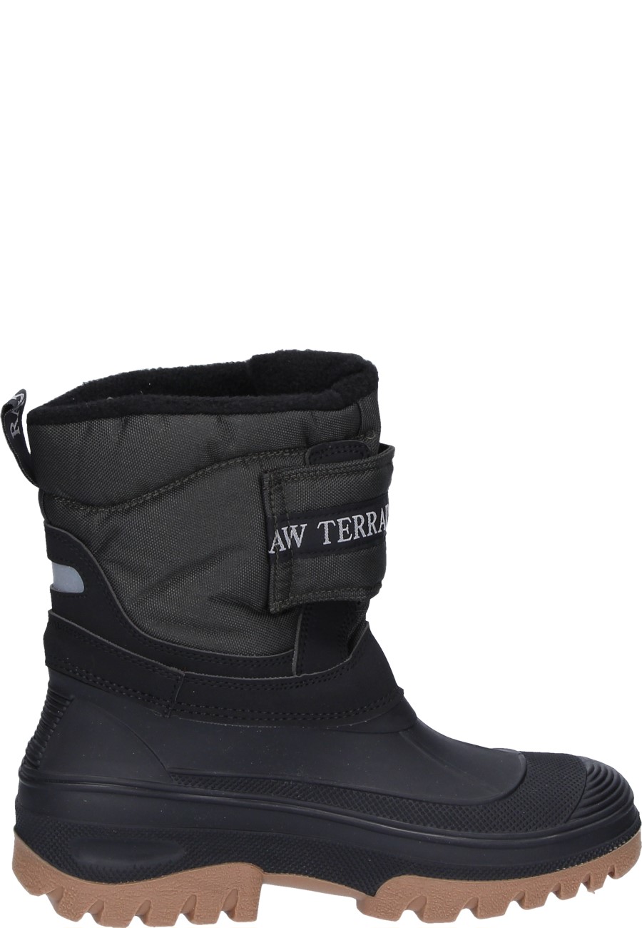 Black Lined Stable Boots with Velcro Fastener, Faux Fur Lining and PVC Foot
