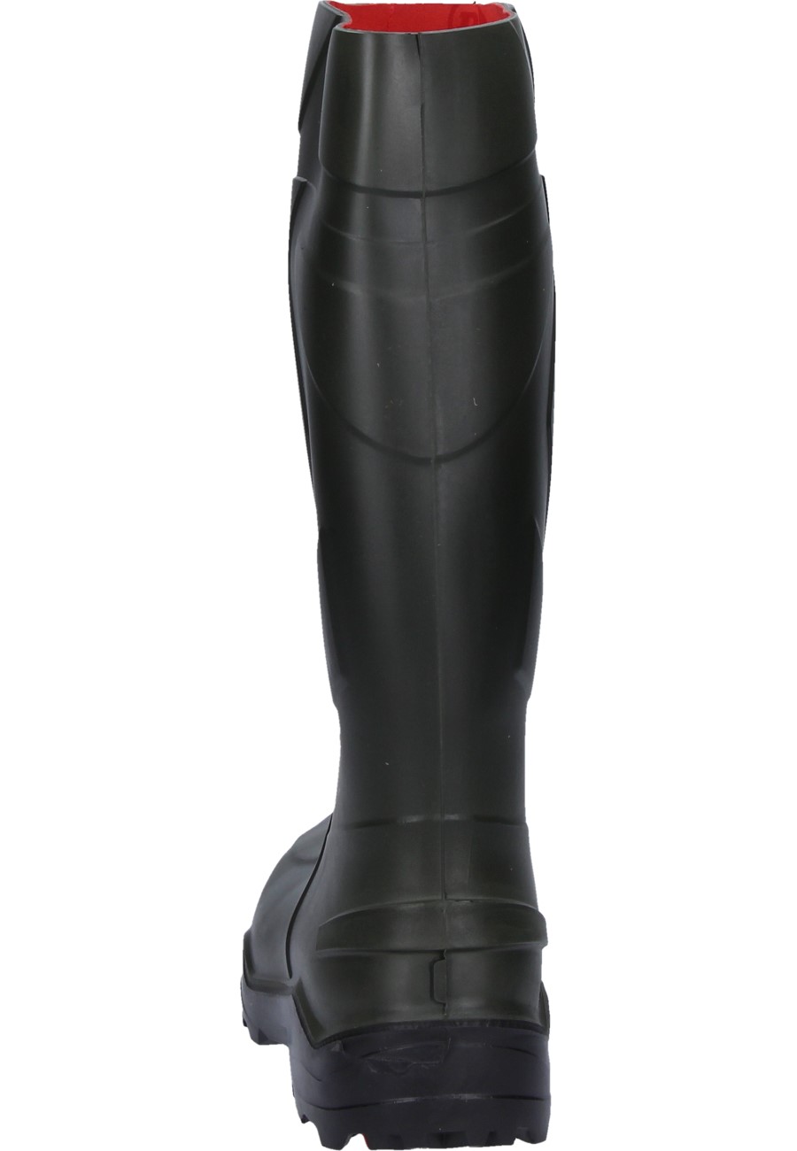 Dunlop Purofort Full Safety Rubber Boots in green steel toe cap midsole p