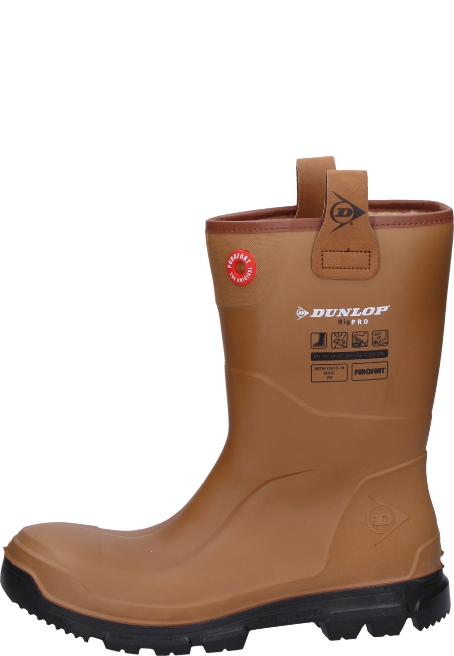 Dunlop PUROFORT® RigPRO FUR brown | S5 lined rubber boot with sneaker fit
