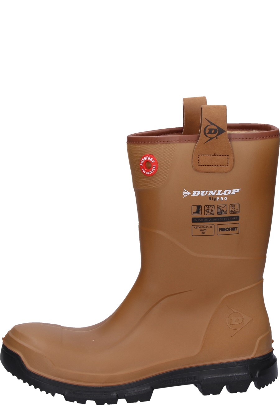 Dunlop PUROFORT® RigPRO FUR brown S5 lined rubber boot with sneaker fit
