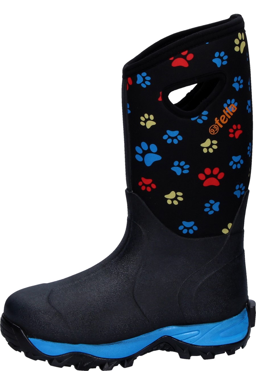 Fashionable ladies rubber boot PAW WALKER HIGH BLACK by Fella