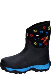 Fashionable Short Ladies Rubber Boot PAW WALKER MID BLACK by Fella