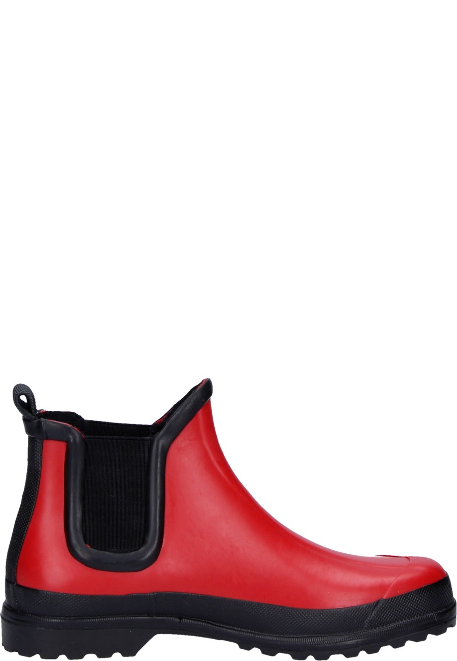 red latex ankle boots
