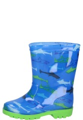 Gevavi childrens wellington boot HAAI blue with cool shark print Gevavi childrens wellington boot HAAI blue with cool shark print