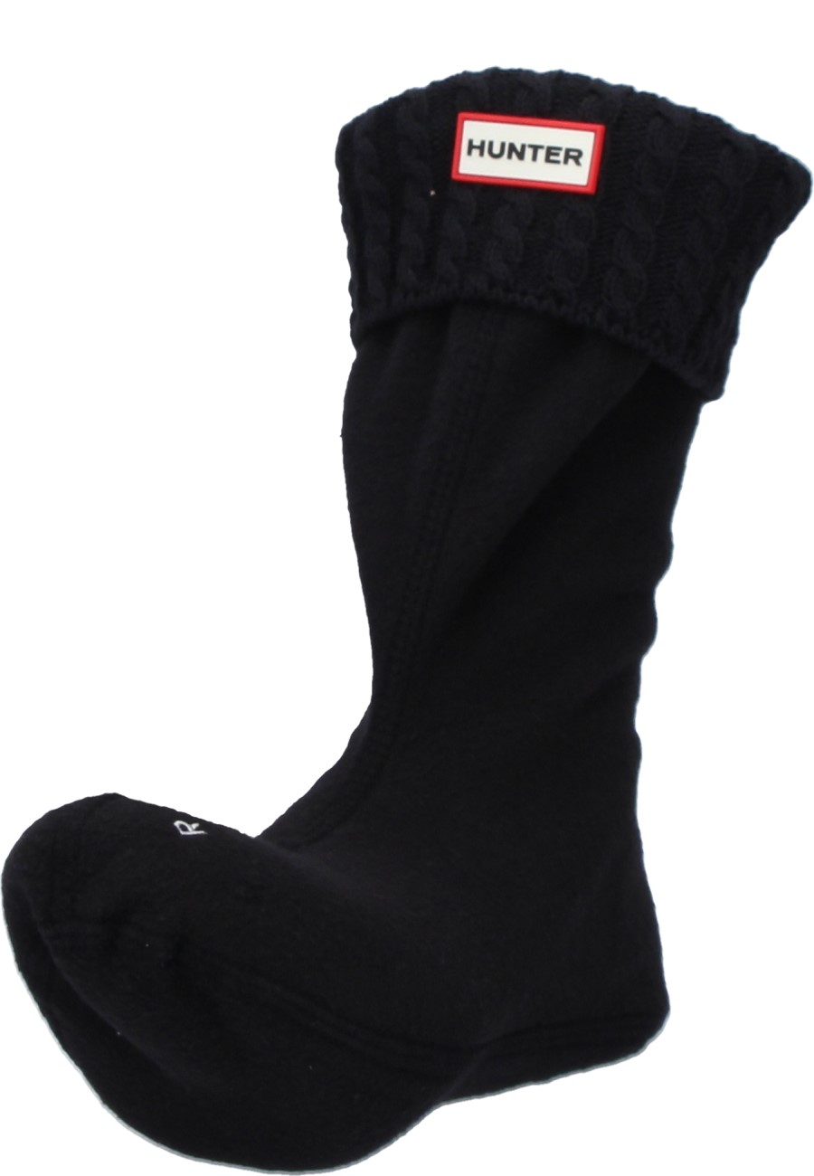 Warming Rubber Boot Sock RECYCLED MINI CABLE BOOT SOCK black by Hunter