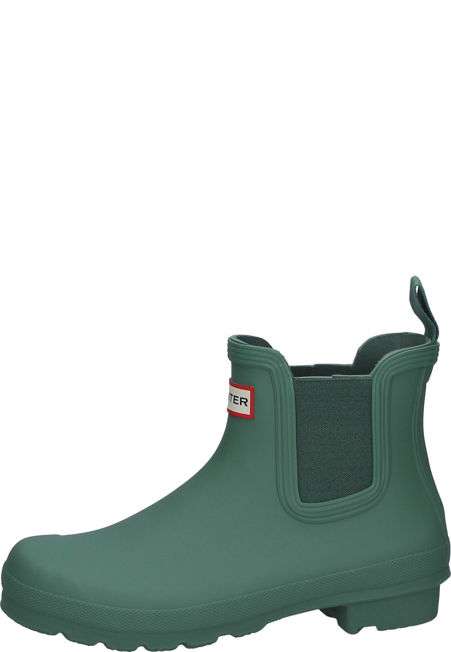 The women's rubber boot ORIGINAL CHELSEA SAGE SKIPPER in green by Hunter