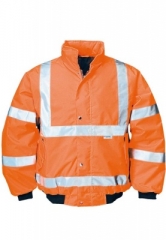 High Visibility Pilot Jacket in orange signal colour with reflective strips High Visibility Pilot Jacket in orange signal colour with reflective strips
