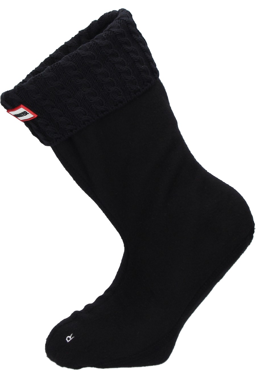 Warming Rubber Boot Sock RECYCLED MINI CABLE BOOT SOCK black by Hunter