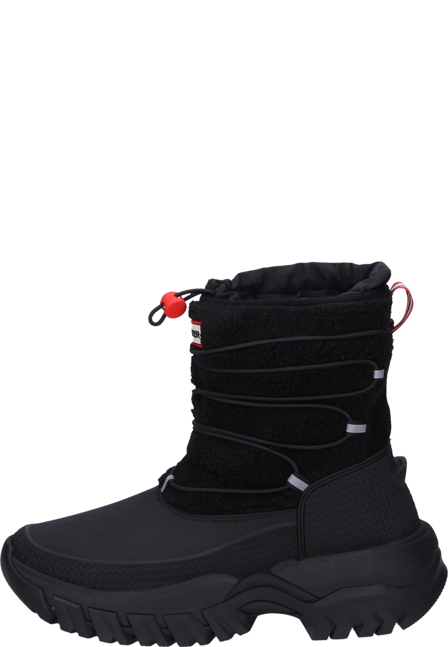 Hunter ladies winter rubber boot WANDERER SHORT SHERPA SNOW BOOT black