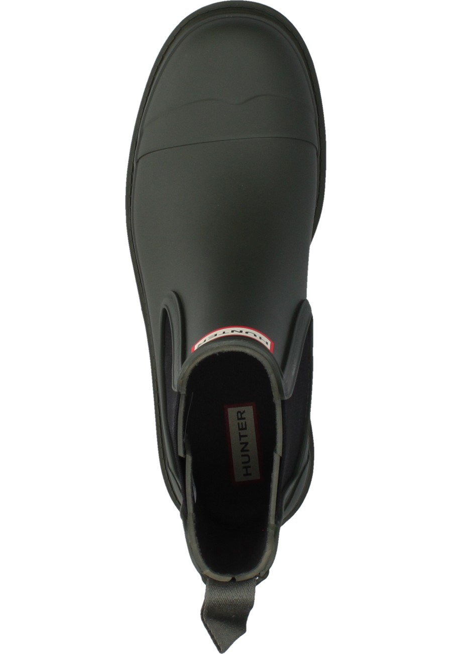 Mens wellington ankle boot M Commando Chelsea Boot olive green by Hunter