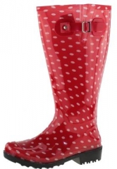 WIDE WELLIE Red Polka Dots XXL Wide Shaft Wellington boots