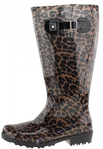 Wide Wellies Beige Leopard Wellington boots with XL Wide Shaft
