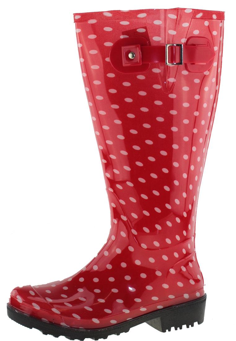 Wide Wellies Red Polka Dots Wellington boots with XL Shaft