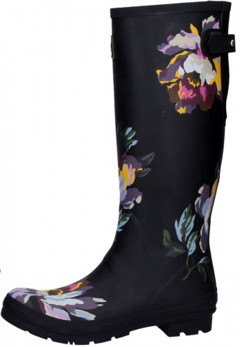 black floral rain boots