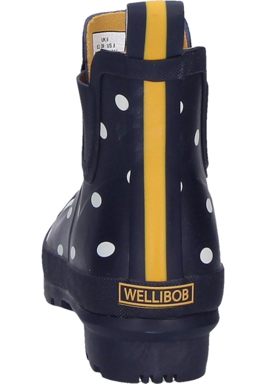 French Navy Spot, dotted rubber boots by Joules