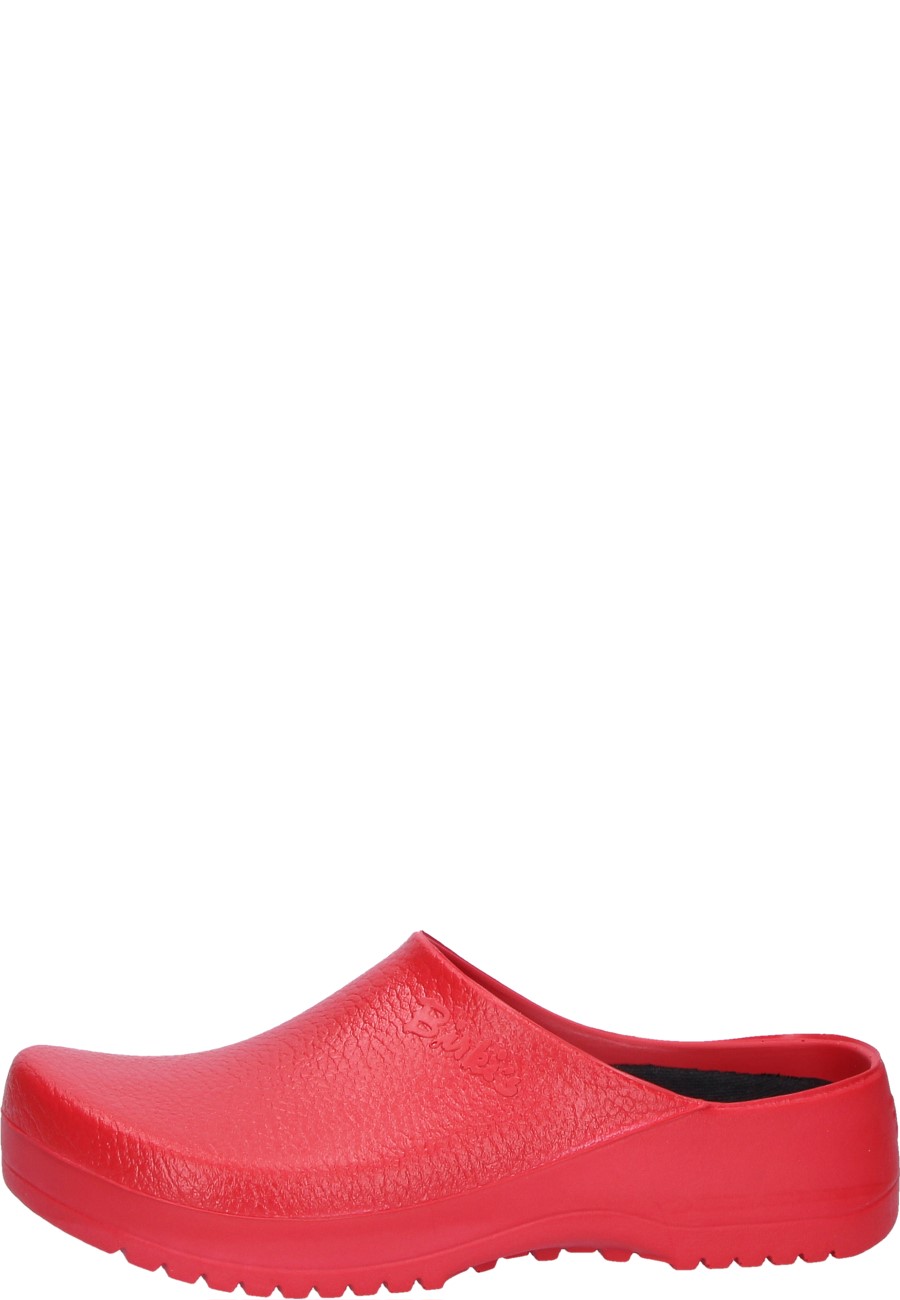 red birkenstock clogs