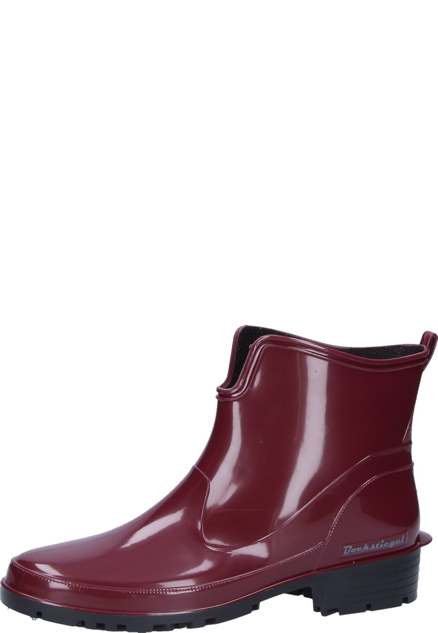 red ankle rain boots