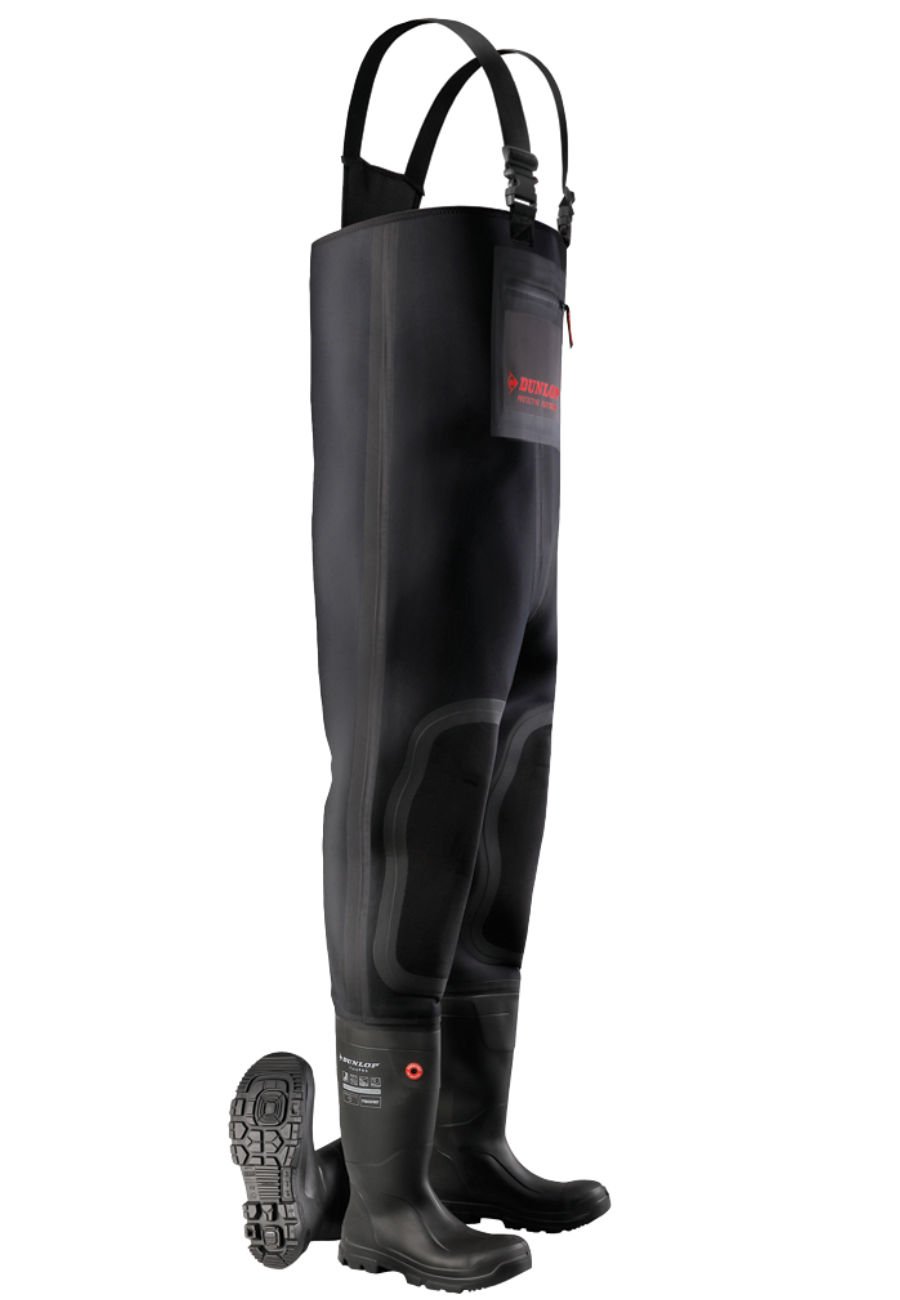 S5 Wathose Dunlop FIELDPRO FULL SAFETY schwarz mit Sneaker Passform