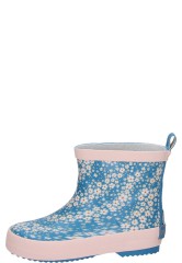 Playshoes short children's wellington boot FLOWERS blue