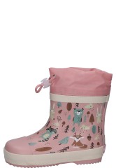 Playshoes lined children's rubber boot FOREST ANIMALS pink