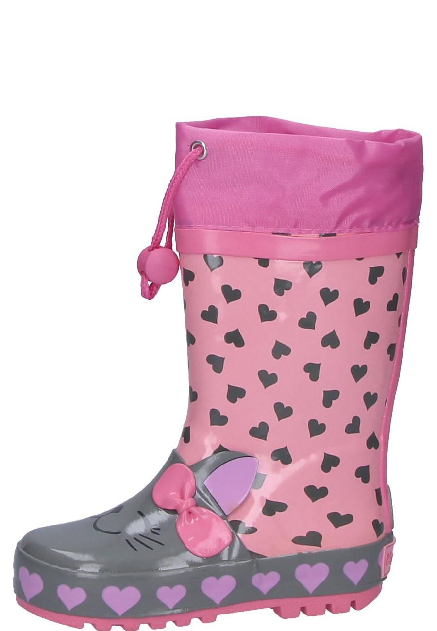 Cute, waterproof children's wellington boots CAT pink by Playshoes