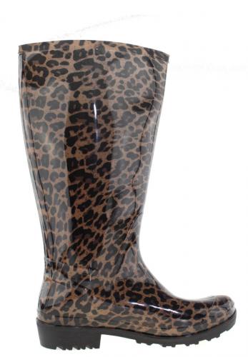 Wide Wellies Beige Leopard Wellington boots with XL Wide Shaft