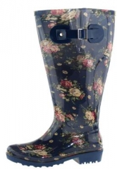 Wide Wellie Blue Flowers XXL Wellington boots with Wide Shaft Wide Wellie Blue Flowers XXL Wellington boots with Wide Shaft