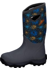 Fashionable ladies rubber boot ANNIE HIGH GREY/BLUE by 