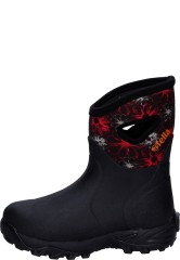 Fashionable short ladies rubber boot ANNIE MID BLACK/RED by Fella