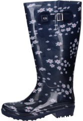 Wide-shaft womens rubber boot WIDE WELLIES FLOWERS BLUE Wide-shaft womens rubber boot WIDE WELLIES FLOWERS BLUE